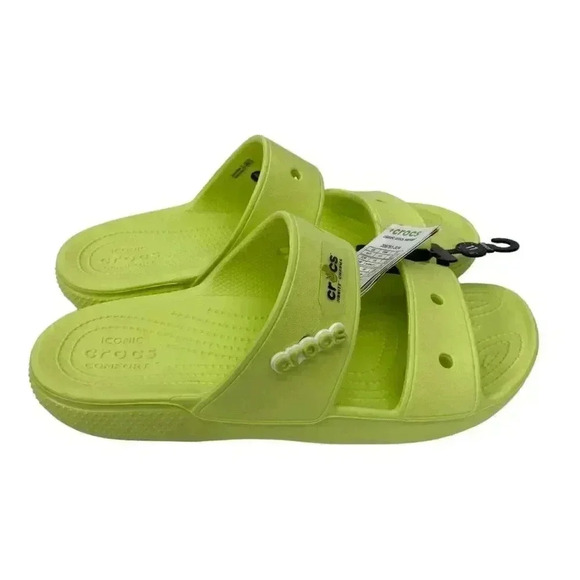 Crocs Men's Size 11 Classic Two Strap Slides Sandals Comfort Summer Lime Zest - Picture 5 of 6